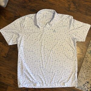 Rhoback White Polo with Blue Star Pattern